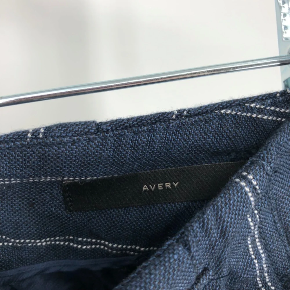 Banana Republic‎ Womens Avery Linen Crop Pant Size 0 Tie Waist Blue Stripe Coast